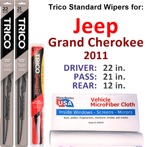 2011 Jeep Grand Cherokee Wiper Blades (Set of 3) w/Rear Wiper
