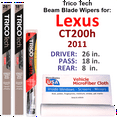 thumbnail image 1 of 2011 Lexus CT200h Beam Blade Wipers (Set of 3) w/Rear Wiper, 1 of 3