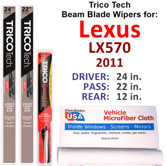 2011 Lexus LX570 Beam Blade Wipers (Set of 3) w/Rear Wiper