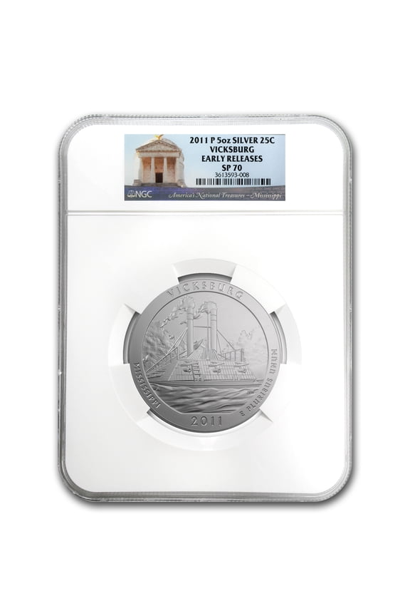 2011-P 5 oz Silver ATB Vicksburg SP-70 NGC (Early Release)