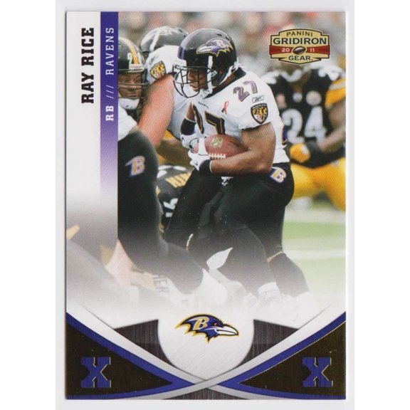 2011 Panini Gridiron Gear Gold X's #28 Ray Rice 056/100 Parallel Baltimore Ravens Football Card Baltimore Ravens NFL Football Trading Card