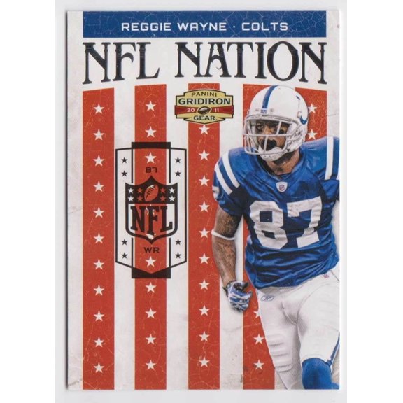 2011 Panini Gridiron Gear NFL Nation Silver Reggie Wayne #17 Parallel Insert Football Card Indianapolis Colts NFL Football Trading Card