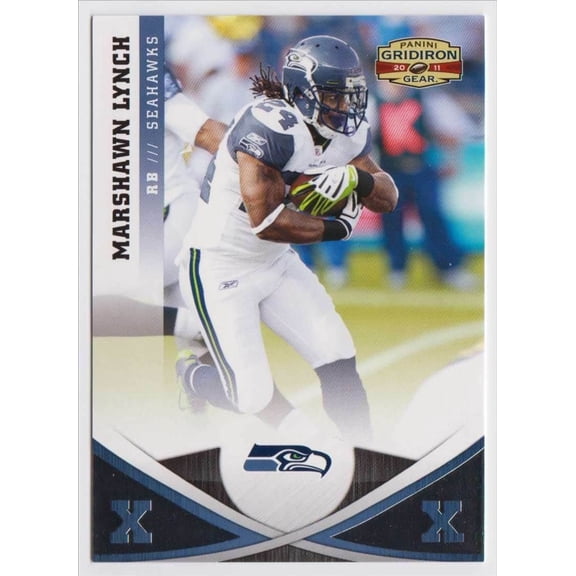 2011 Panini Gridiron Gear Silver X's Marshawn Lynch #125 Parallel Base Set Serial #125 Seattle Seahawks NFL Football Trading Card