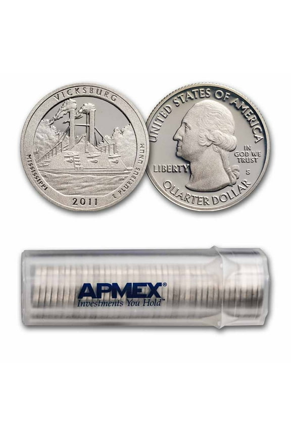 2011-S ATB Quarter Vicksburg Nat'l Proof 40-Coin Roll (Silver)