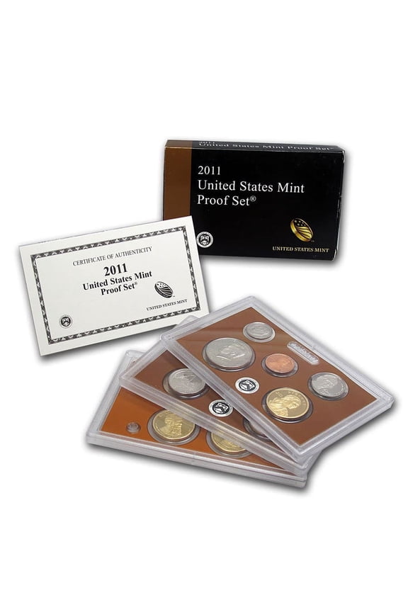 2011 Proof Set - U.S. Mint 14-Coin Clad Set - ATB Quarters & Presidential Dollars - Includes COA & OGP