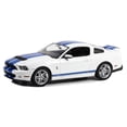 thumbnail image 1 of 2011 Shelby GT500 Performance White with Grabber Blue Stripes 1/18 Diecast Model Car by Greenlight, 1 of 2