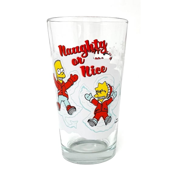 2011 Simpsons Bart & Lisa Simpson Christmas Glass Pint Glass - 16 oz Capacity