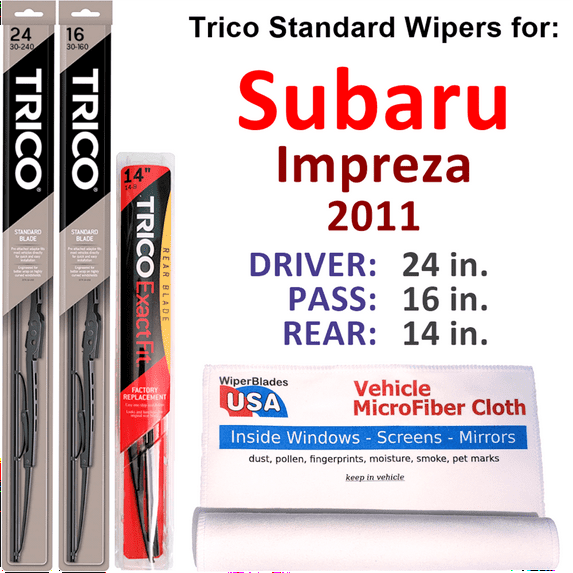 2011 Subaru Impreza Wiper Blades (Set of 3) w/Rear Wiper