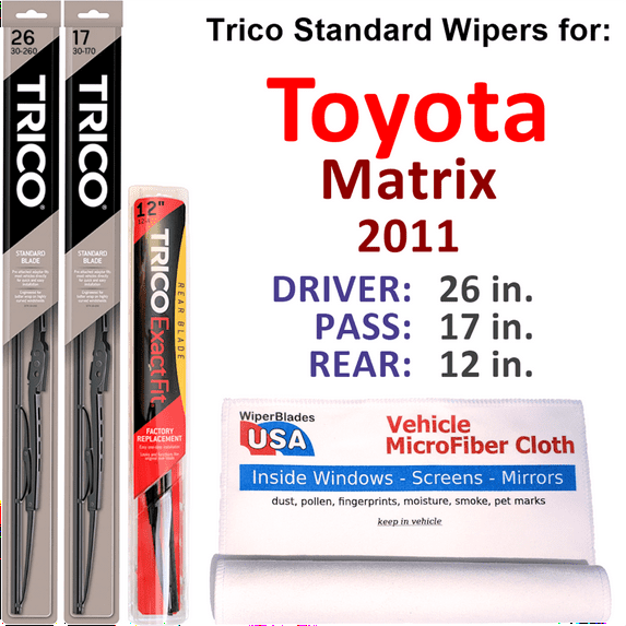 2011 Toyota Matrix Wiper Blades (Set of 3) w/Rear Wiper