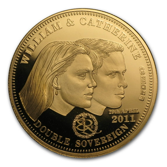 2011 Tristan Da Cunha Gold Double Sovereign William & Catherine