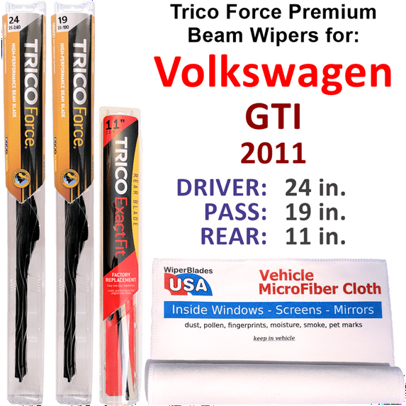 2011 Volkswagen GTI Performance Beam Wipers (Set of 3) w/Rear Wiper