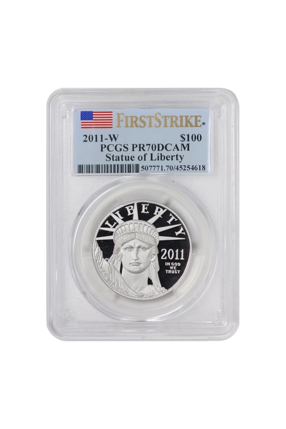 2011-W $100 Platinum Eagle PCGS PR70 Deep Cameo First Strike Flag Label U.S. Mint Coin