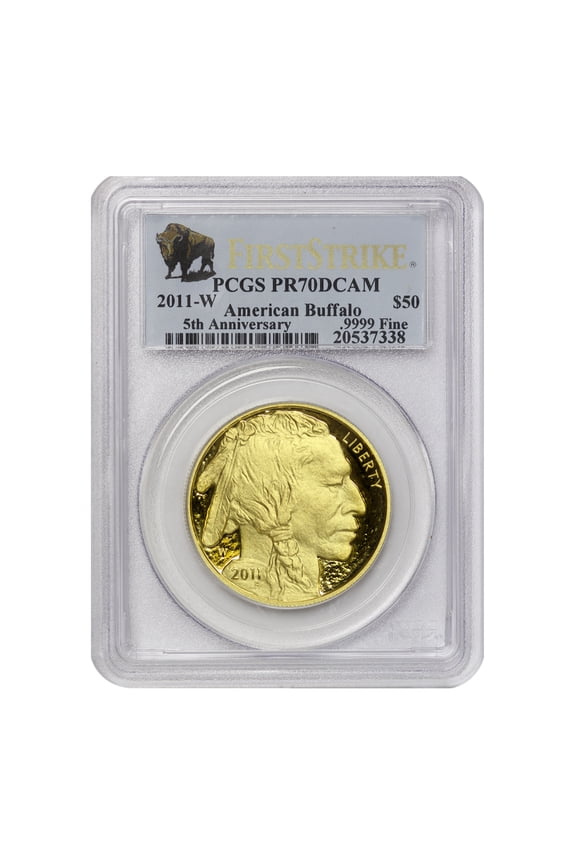 2011-W $50 Gold Buffalo PCGS PR70 Deep Cameo First Strike Bison Label U.S. Mint Coin