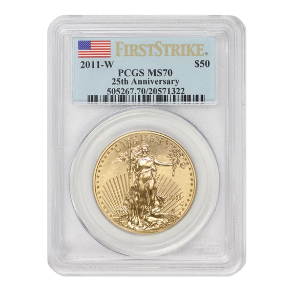 2011-W $50 Gold Eagle PCGS MS70 First Strike Flag Label U.S. Mint Coin