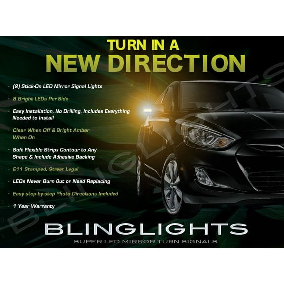 2012 2013 2014 Hyundai Solaris LED Side Mirrors Turnsignals Lights Turn Signals Lamps Signalers