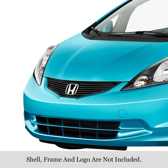 2012-2013 Honda Fit Base Model With Logo Show Stainless Steel Black Powder Coated Finish Horizontal Billet Black Stainless Steel Billet Grille