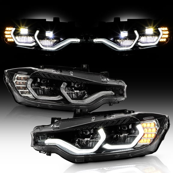 2012-2015 BMW F30 320i 328i Sedan Black Full LED Headlights w/LED Signal Light