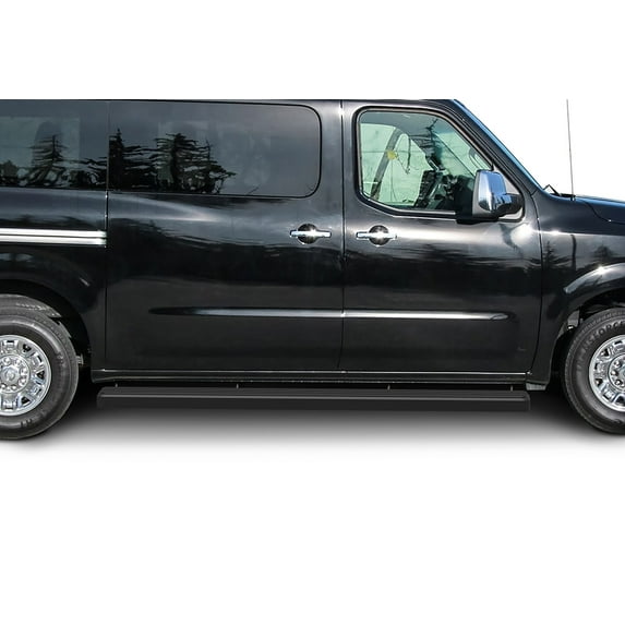 2012-2018 Nissan NV 1500/2500/3500 Van (Full Size) For 3 Door Models Only Black Finish 6 Inch Van Door to Door Side Bar Side Step Running Board