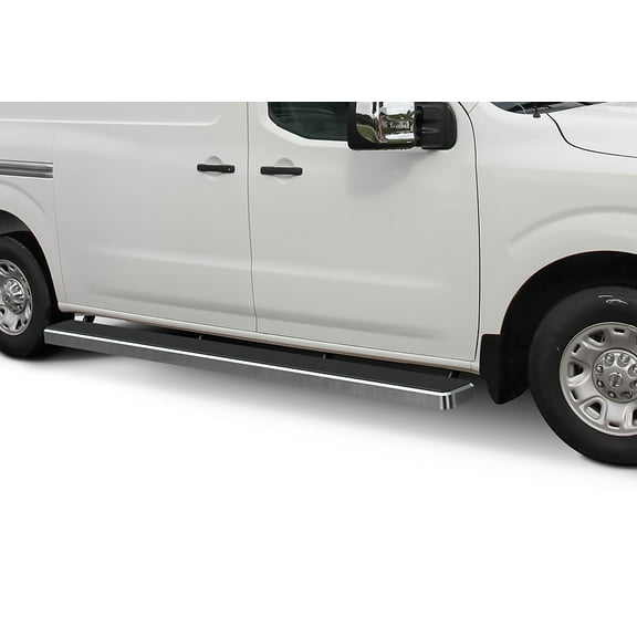 2012-2018 Nissan NV 1500/2500/3500 Van (Full Size) For 3 Door Models Only Hairline Finish 6 Inch Van Door to Door Side Bar Side Step Running Board