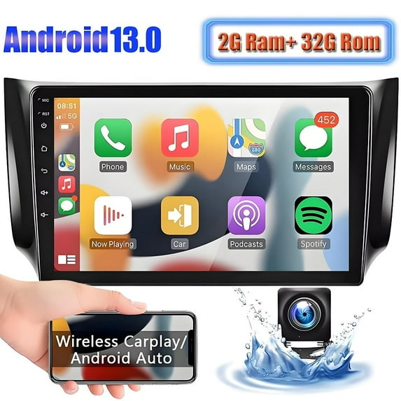 for 2012-2018 Nissan Sentra Sylphy Android 13 Radio, 10.1 Inch Touch Screen Radio Dash Kit with Backup Camera, GPS Navigation Support Mirror Link Bluetooth WiFi FM