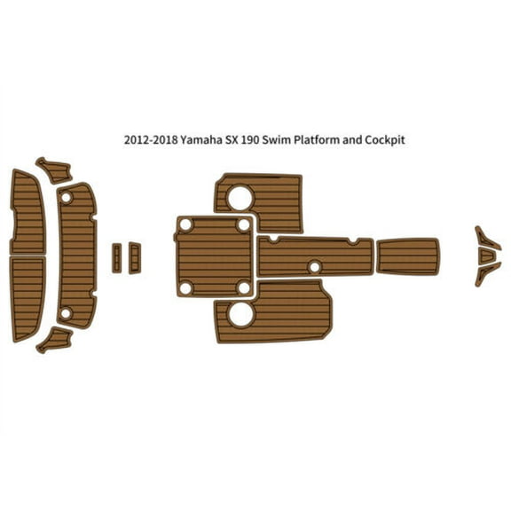 2012-2018 Yamaha SX 190 Swim Platform Cockpit Boat EVA Faux Teak Deck Floor Pad