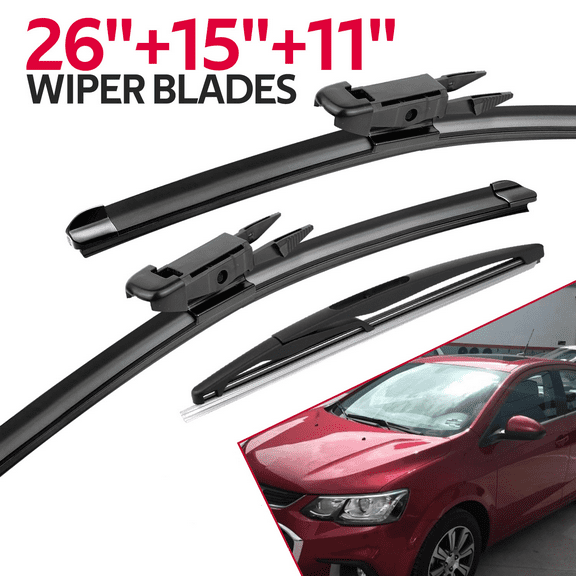 2012-2019 Chevrolet Sonic, 2011-2017 Holden Barina Windshield Wiper Blades Pinch Tab 26"+15"+11"