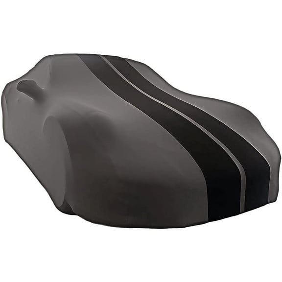 2012-2022 Porsche 911 Coupe, Cayman & Boxster Ultraguard Stretch Satin Indoor Car Cover- Gray w/ Blk Stripes