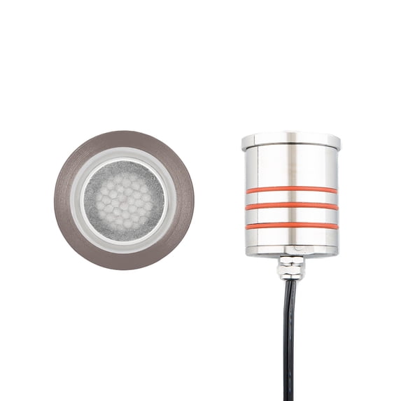 2012-30BS-WAC Lighting-4W 1 LED Round Low-Profile Top Inground Indicator Light with Honeycomb Louver-3.13 Inch Tall and 2.07 Inch Wide-Brass
