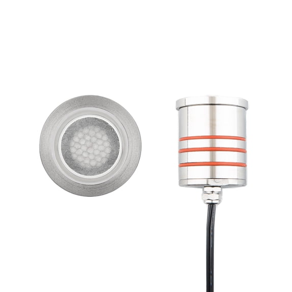 2012-30SS-WAC Lighting-4W 1 LED Round Low-Profile Top Inground Indicator Light with Honeycomb Louver-3.13 Inch Tall and 2.07 Inch Wide-Stainless Steel
