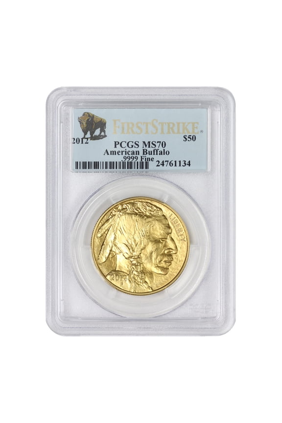 2012 $50 Gold Buffalo PCGS MS70 First Strike Bison Label U.S. Mint Coin
