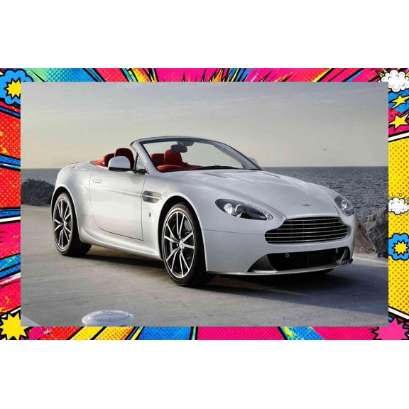 2012 Aston Martin V8 Vantage Roadster UK Car Poster - Pop Art Edition | 12x18 Inch Laminated Poster | Vibrant Colors & Stunning Detail Wall Art