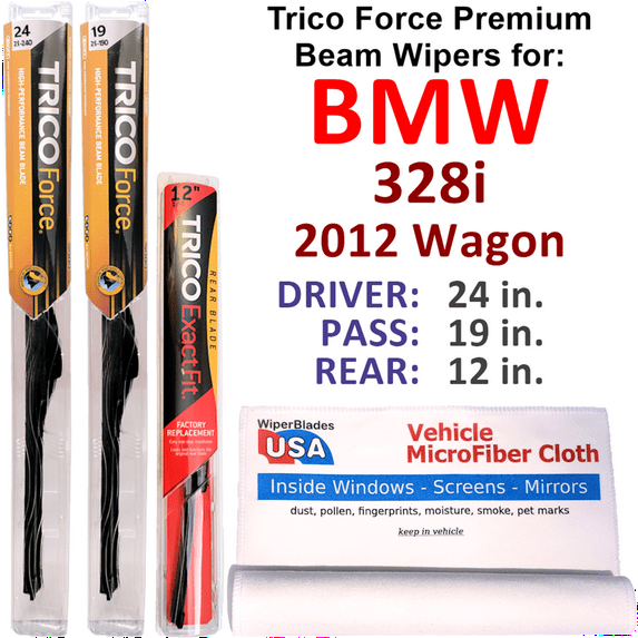 2012 BMW 328i Performance Beam Wipers (Set of 3) w/Rear Wiper
