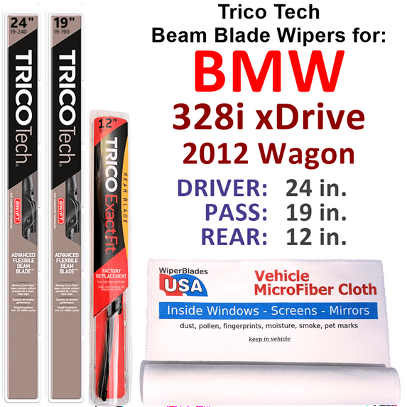 2012 BMW 328i xDrive Beam Blade Wipers (Set of 3) w/Rear Wiper