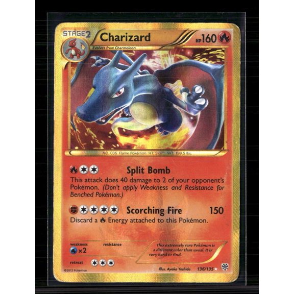2012 Boundaries Crossed Charizard Secret Rare Holo SR #136/135 Pokemon Trading Card (Heavily Played)
