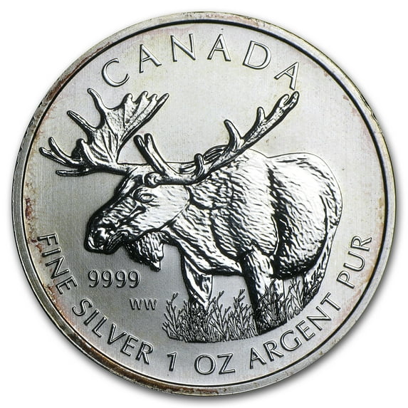 2012 Canada 1 oz Silver Wildlife Series Moose (Abrasions)