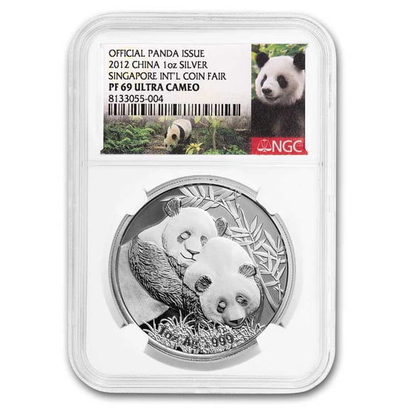 2012 China 1 oz Silver Panda Singapore Coin Fair PF-69 NGC