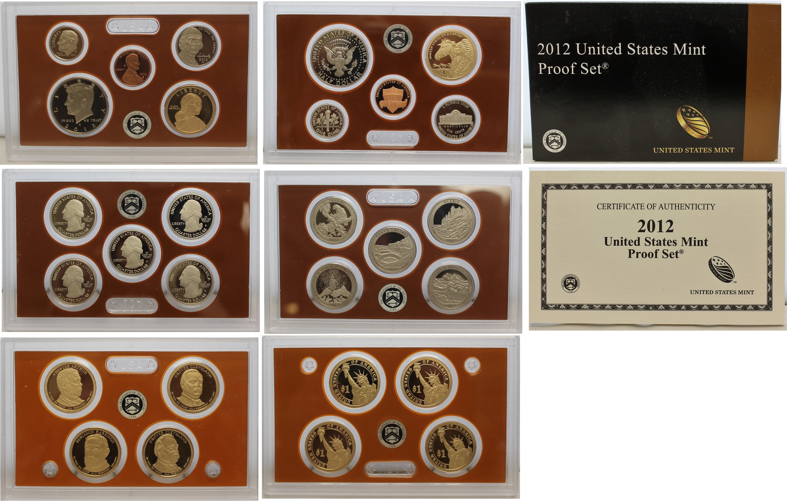 U.S. Mint 2012 Clad Proof Set, 14 Coins, Original Packaging, COA ...