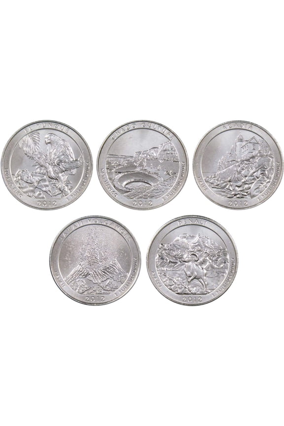 2012 D National Park Quarter 5 Coin Set Uncirculated Mint State 25c Collectible