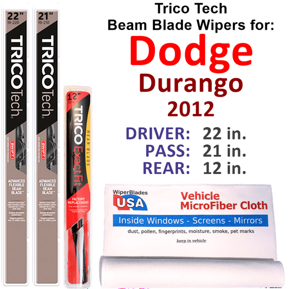2012 Dodge Durango Beam Blade Wipers (Set of 3) w/Rear Wiper