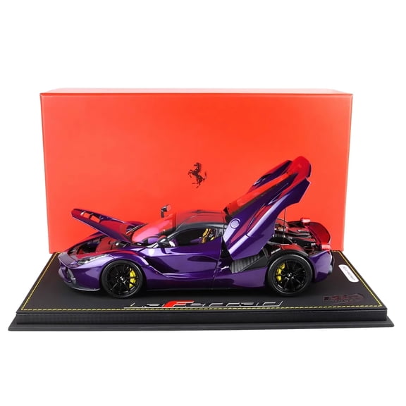 2012 Ferrari LaFerrari Purple Dubai Metallic (Viola Vio) with Black Top With Display Case Ltd Ed 1/18 Diecast Model Car by BBR