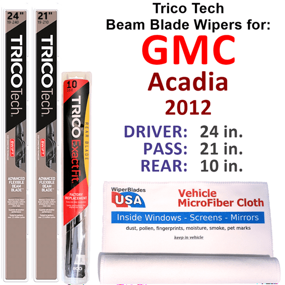 2012 GMC Acadia Beam Blade Wipers (Set of 3) w/Rear Wiper