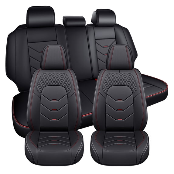 2012 for Hyundai Azera Car Seat Cover, Perforated Quilted Leather Full Set of 5 Seats Airbag Compatible Beautify Interior, Red Car Seat Covers, Airbag-Compatible
