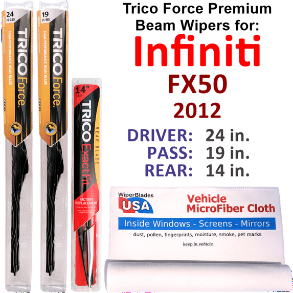 2012 Infiniti FX50 Performance Beam Wipers (Set of 3) w/Rear Wiper