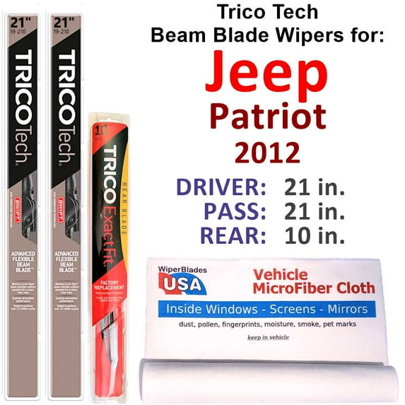 2012 Jeep Patriot Beam Blade Wipers (Set of 3) w/Rear Wiper