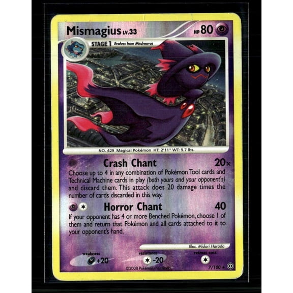 Moderately Played 2012 Legends Awakened Mismagius Rare Holo #7/100 English Pokemon Trading Card