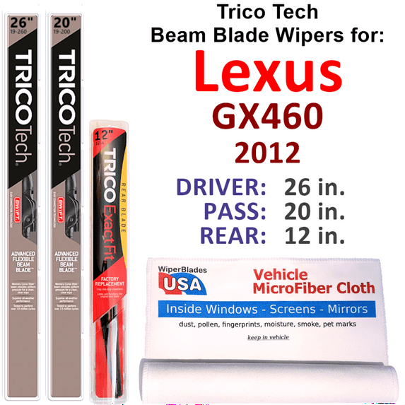 2012 Lexus GX460 Beam Blade Wipers (Set of 3) w/Rear Wiper