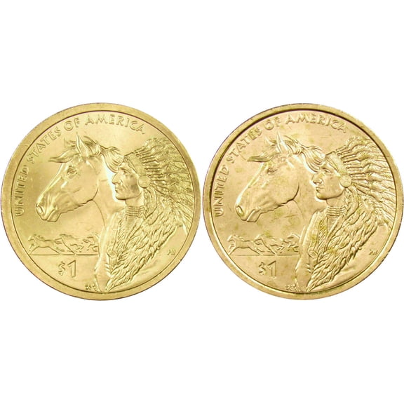 2012 P&D Trade Routes Native American Dollar 2 Coin Set BU Uncirculated $1