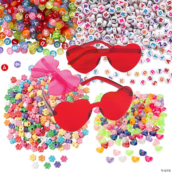 2012 Pieces Kids DIY Heart-Shaped Beaded Glasses Craft Kit Makes 12