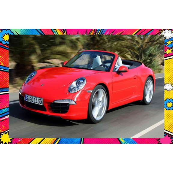 2012 Porsche 911 Carrera Cabriolet - Pop Art Edition | 12x18 Inch Laminated Poster | Vibrant Colors & Stunning Detail Wall Art