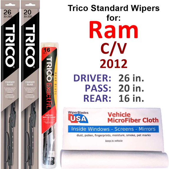 2012 Ram C/V Wiper Blades (Set of 3) w/Rear Wiper